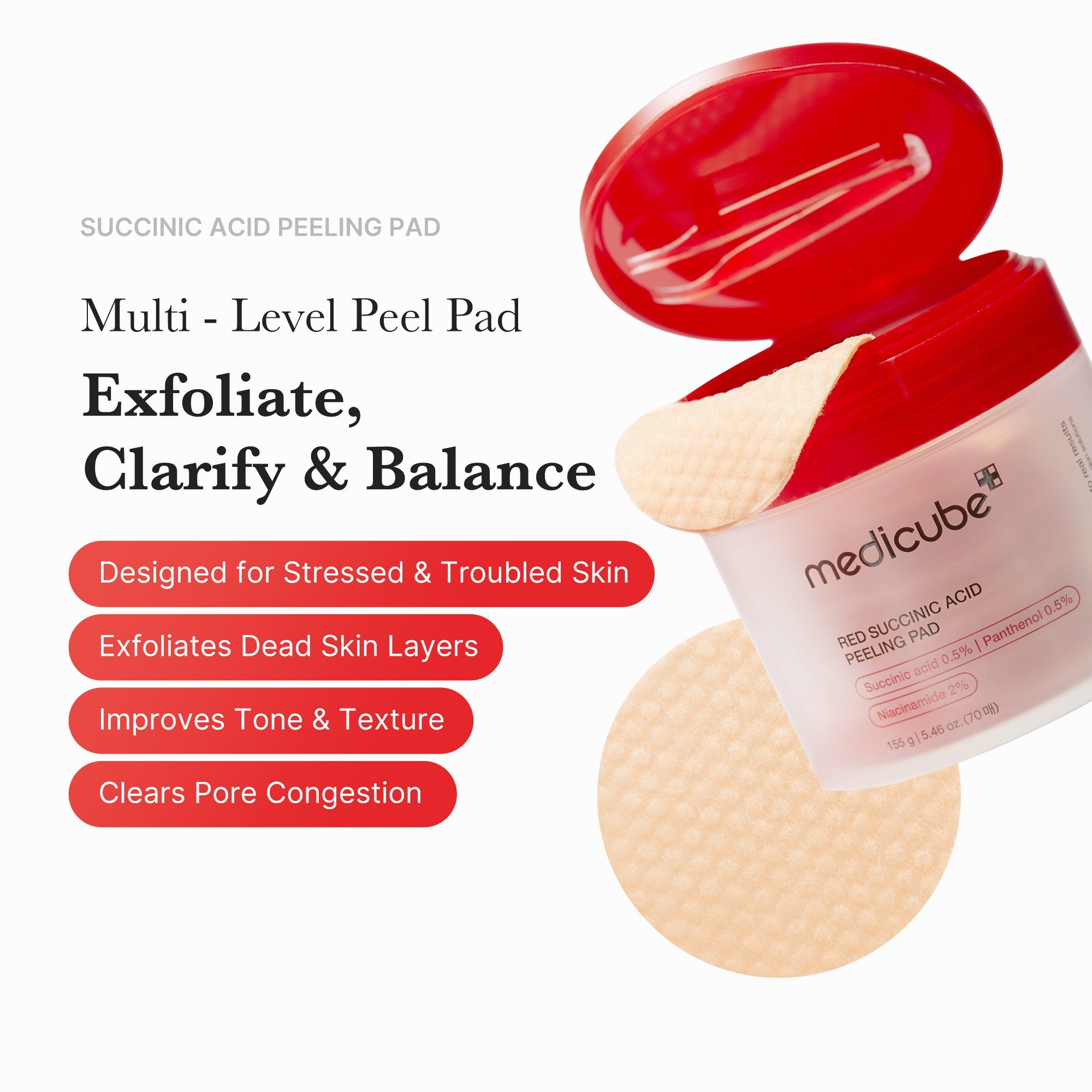 Red Succinic Acid Panthenol Pads D2